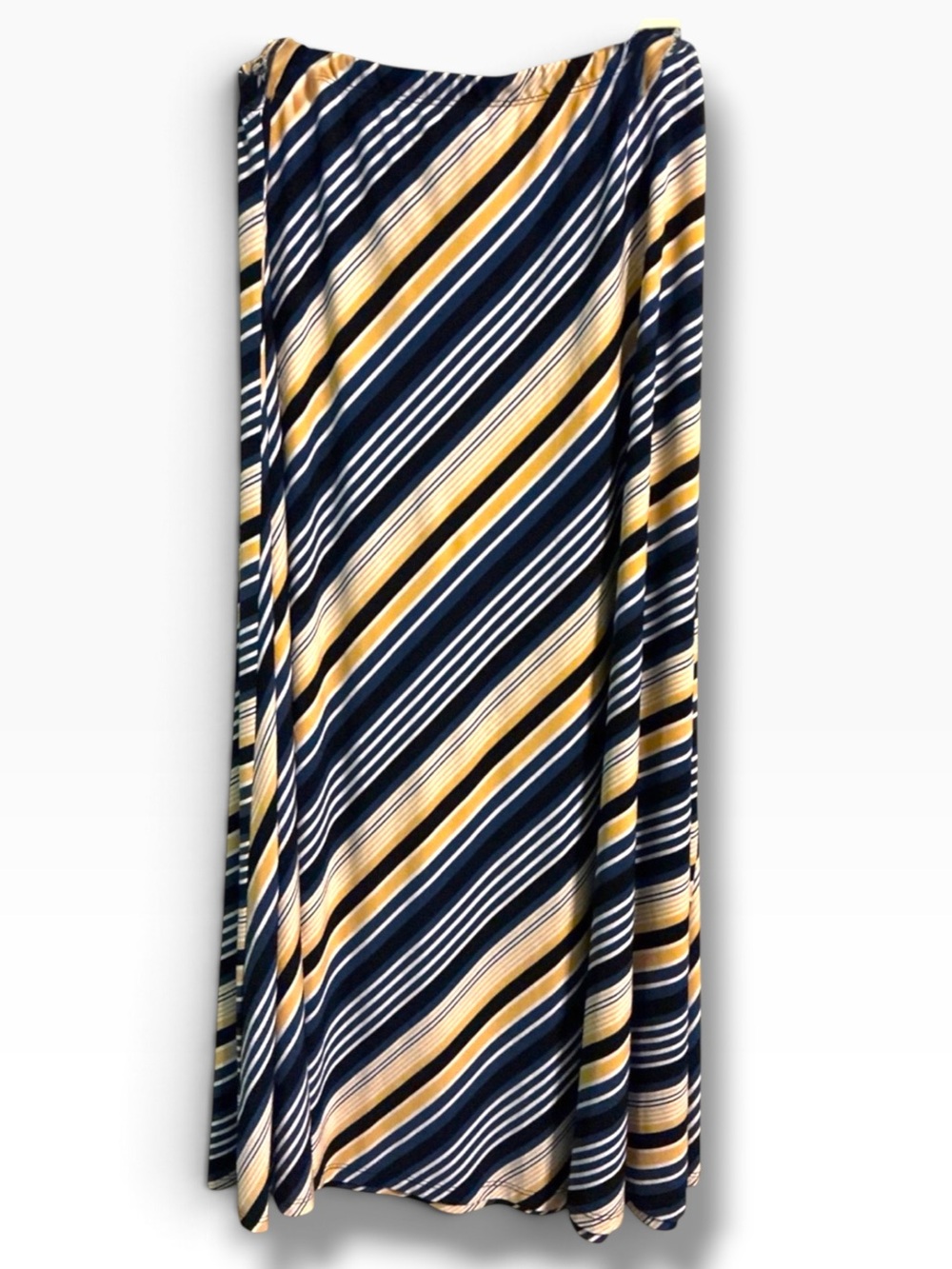 🌼Soft Works Navy & Yellow Black Diagonal Stripe Maxi Skirt